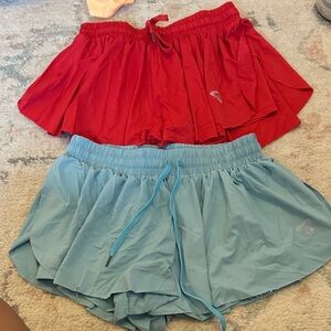 Red and Blue Women's Athletic Shorts